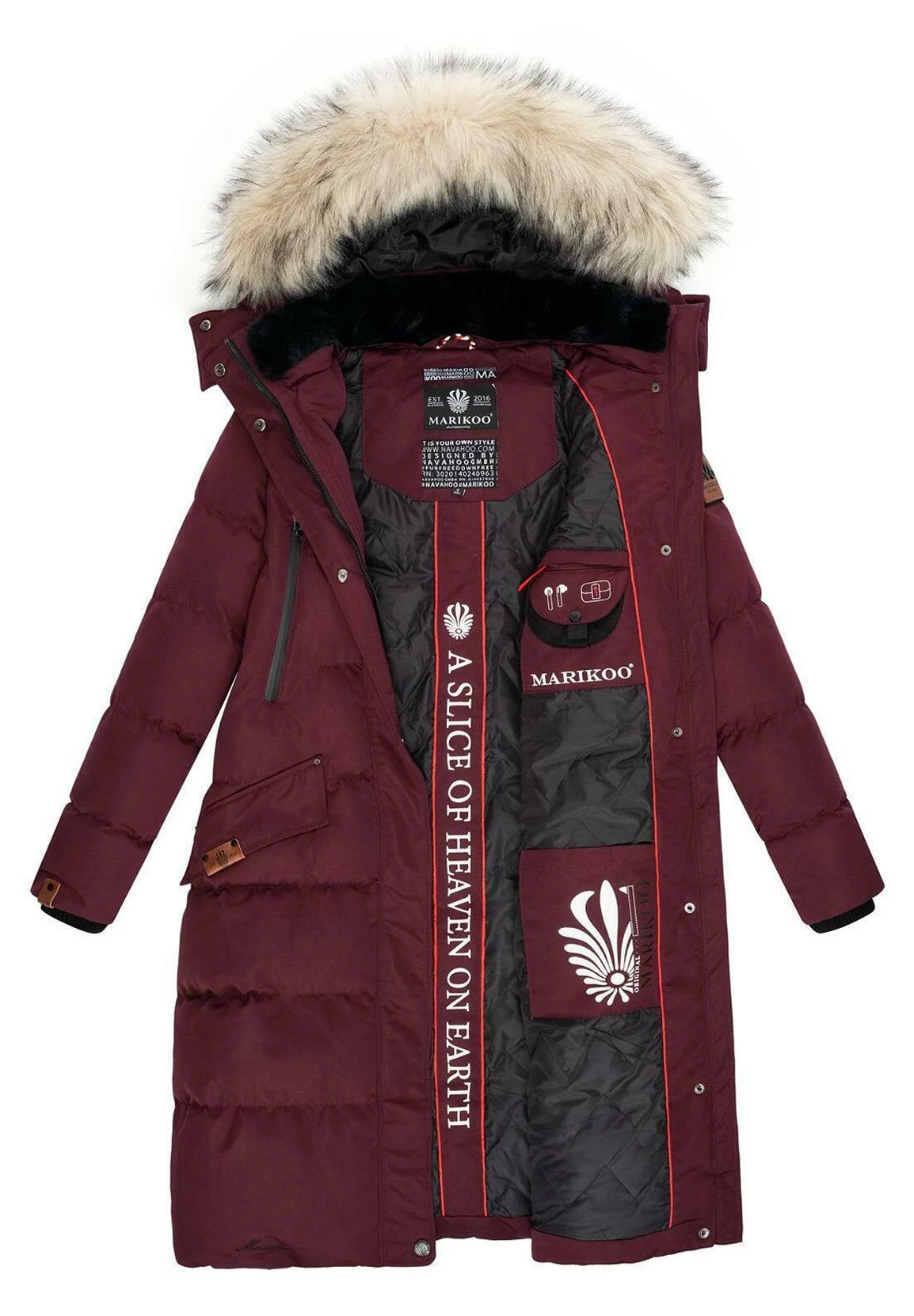 Marikoo Abrigo De Invierno - Dark Red Melange 8 Marikoo Abrigo De Invierno - Dark Red Melange - Imagen 6