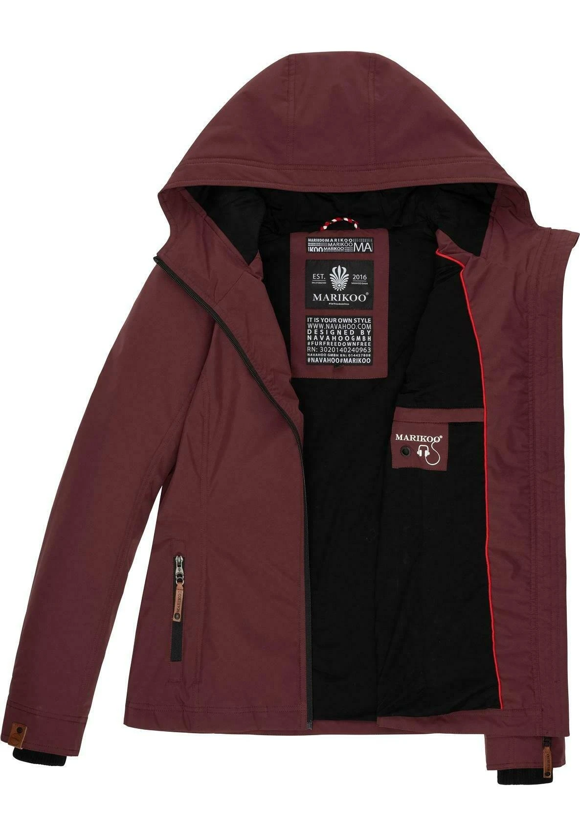 Marikoo Brombeere - Chaqueta Outdoor - Dark Red Melange 4 Marikoo Brombeere - Chaqueta Outdoor - Dark Red Melange - Imagen 2